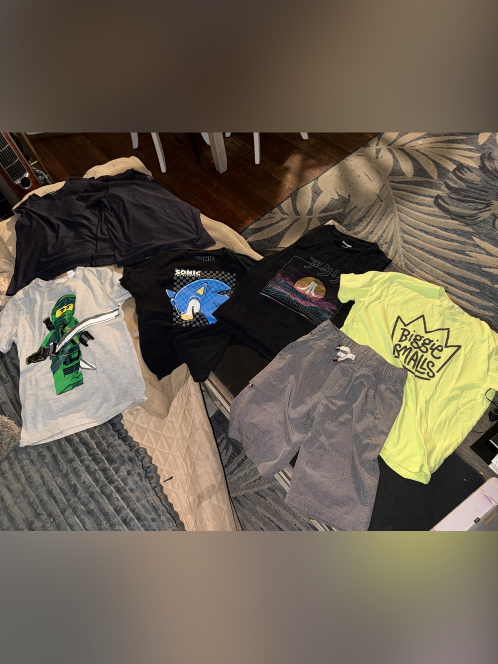 Lot of 7 boys summer clothing tops shirts t-shirts shorts M 8-10